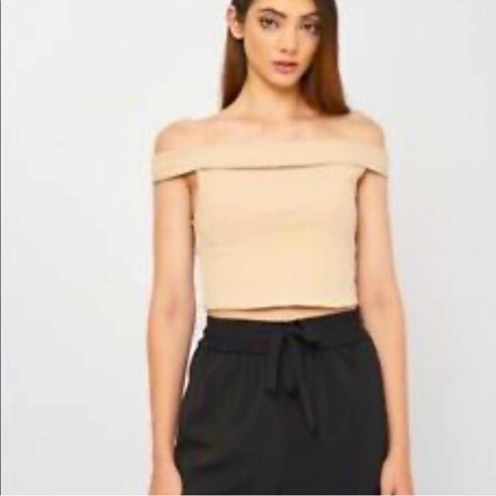 Zara NWT off the shoulder ribbed crop top SIZE SMALL